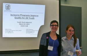 Kaela and Kristin at the Youth Work Intensive
