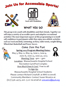 Accessible Sports Program flyer