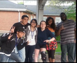 Elizabeth with her friends at Access to Theatre