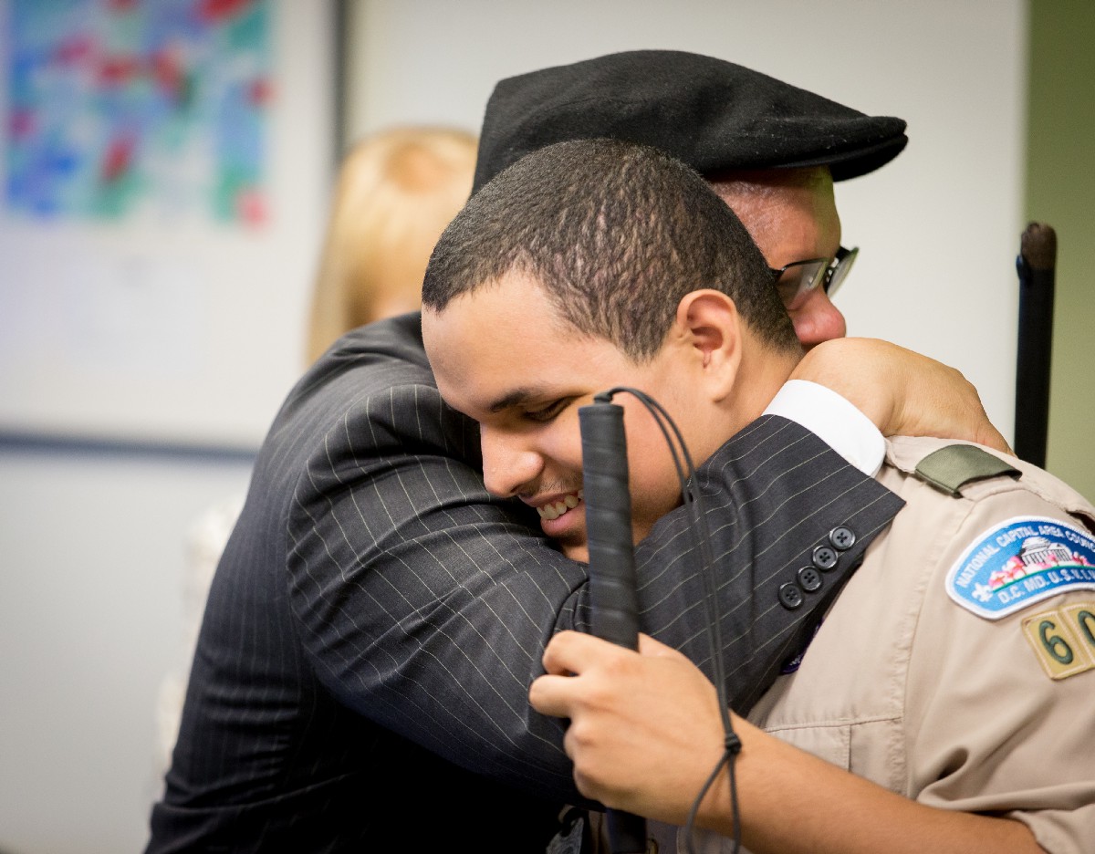 Leo Cantos hugging his Dad