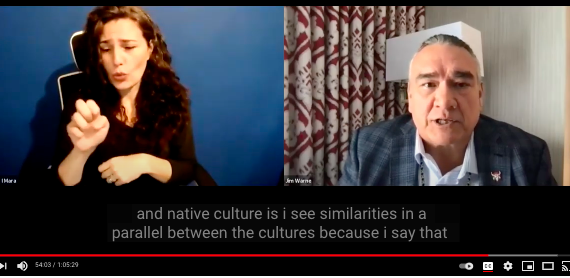 Jim Warne on the right and interpreter on the left