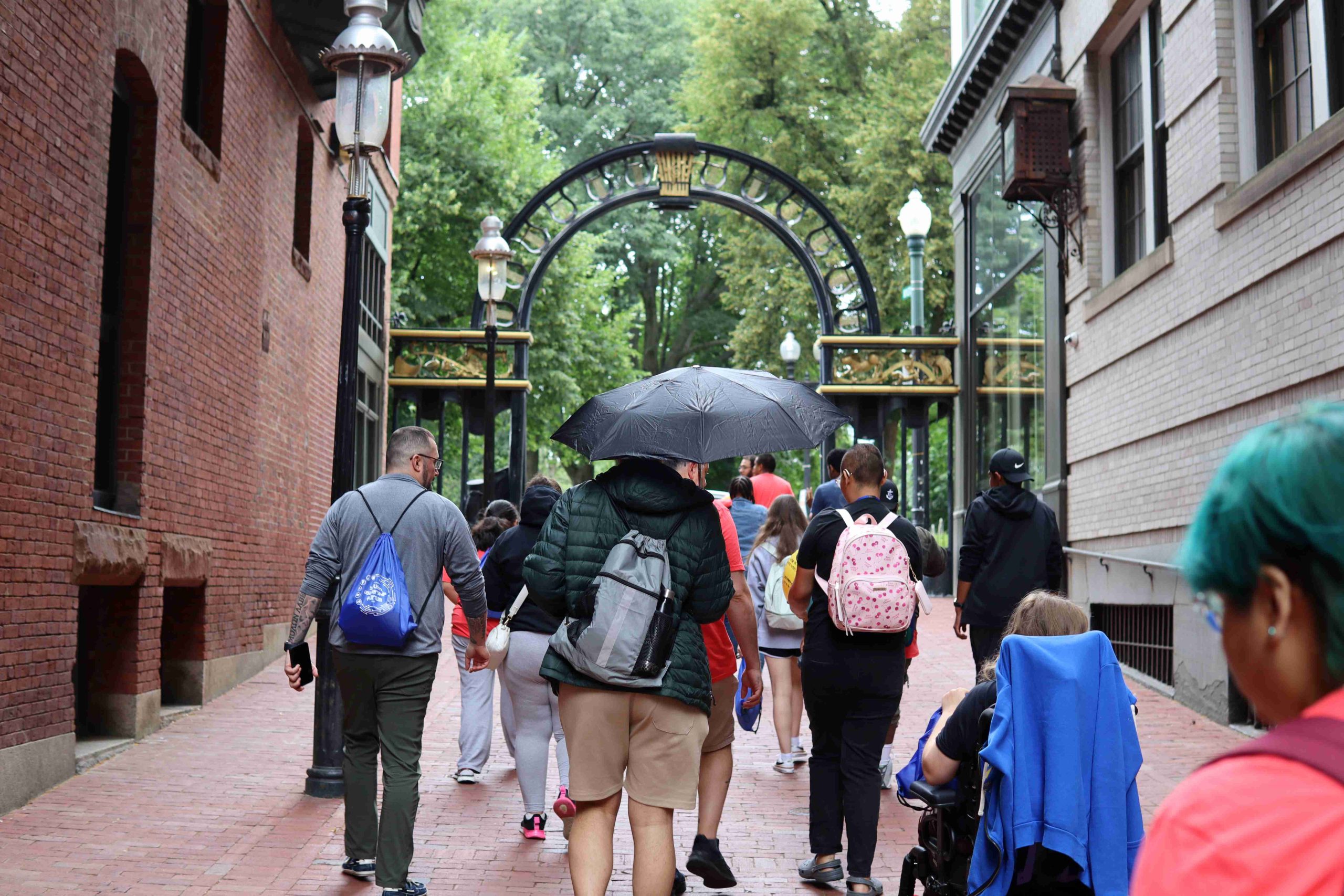 YLF participants walking in the rain