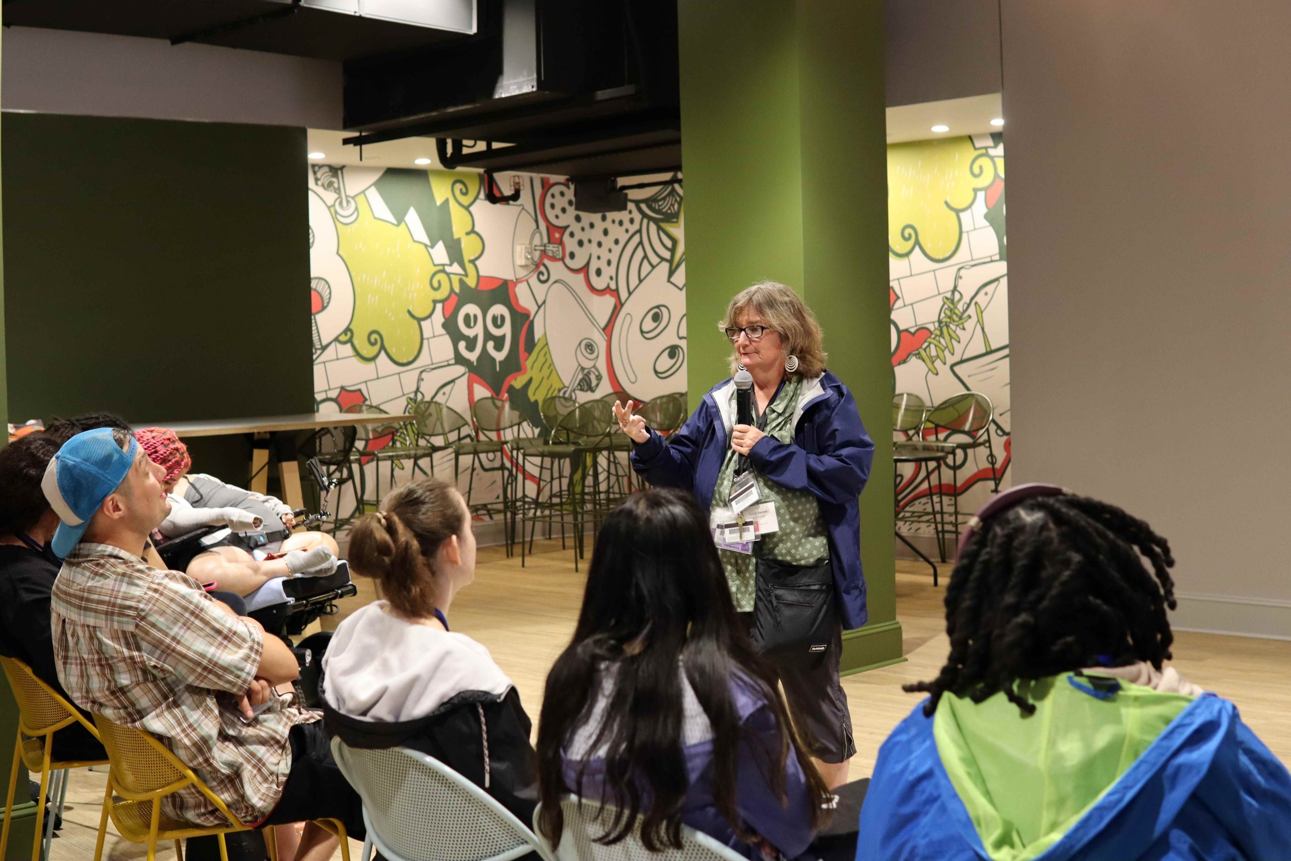 PYD Manager, Carol Murray, gives a speech to the YLF participants.